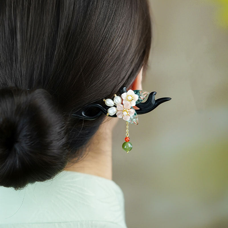 Glass Leaf Blossom Hairstick
