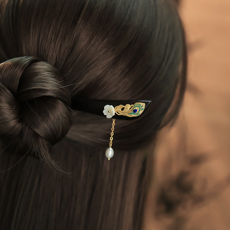 Peacock Feather Hair Stick