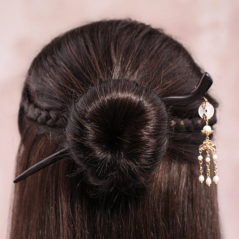 Agate Pearl Tassel Hair Stick