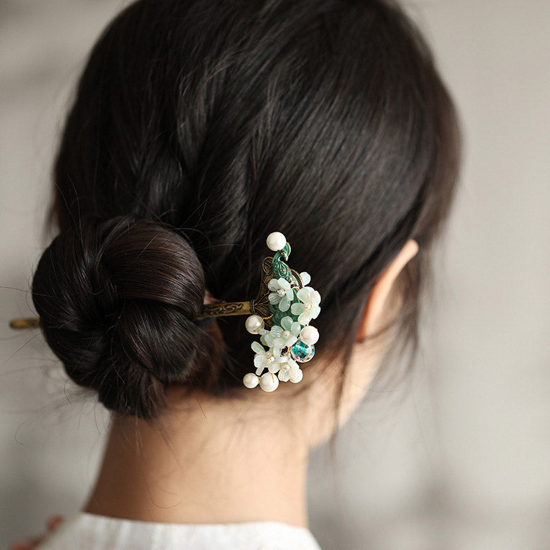 Antique Pearl Garden Hair Stick