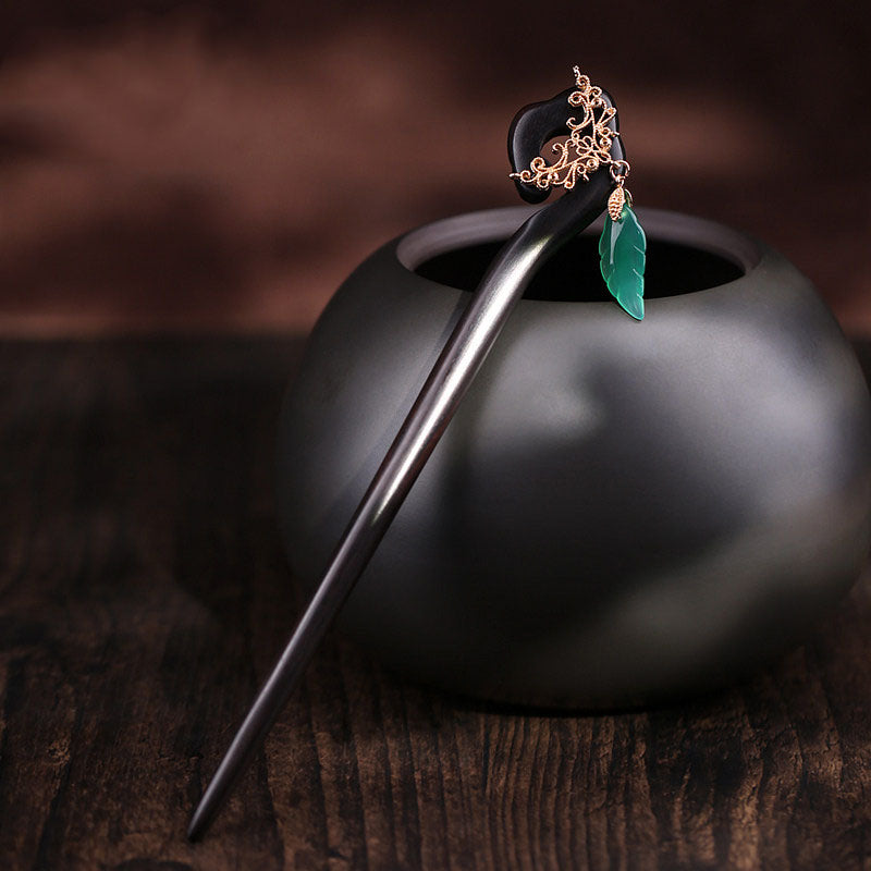 Emerald Tone Agate Hair Stick