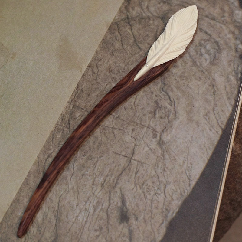 Carved Feather Hair Stick