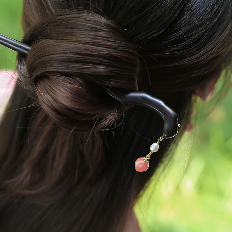 Peach Drop Ebony Hair Stick