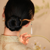 Green Sandalwood Flowing Arc Hair Stick