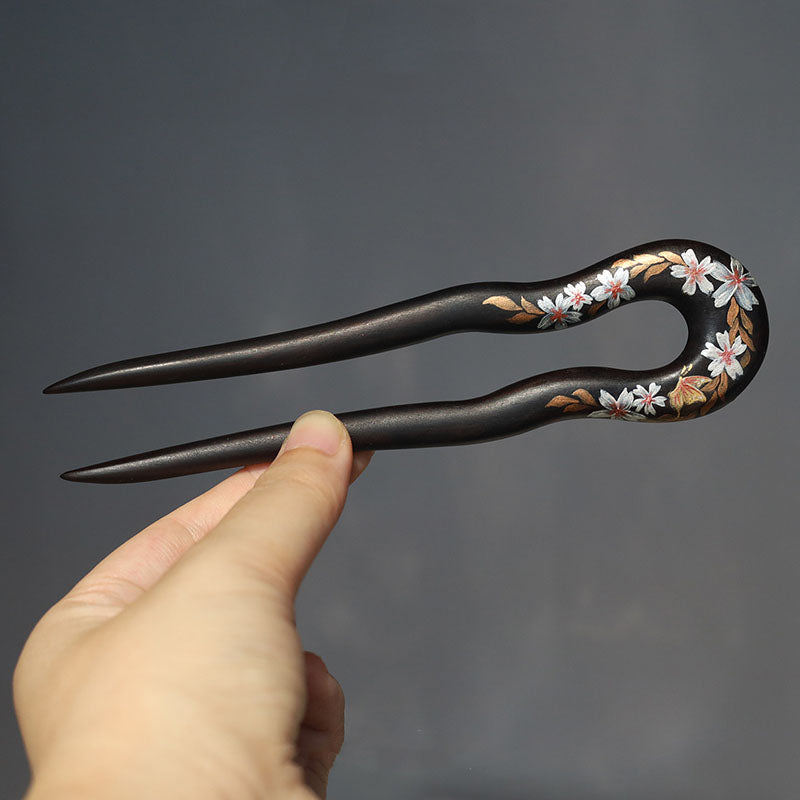 Hand-Painted Floral Hair Stick