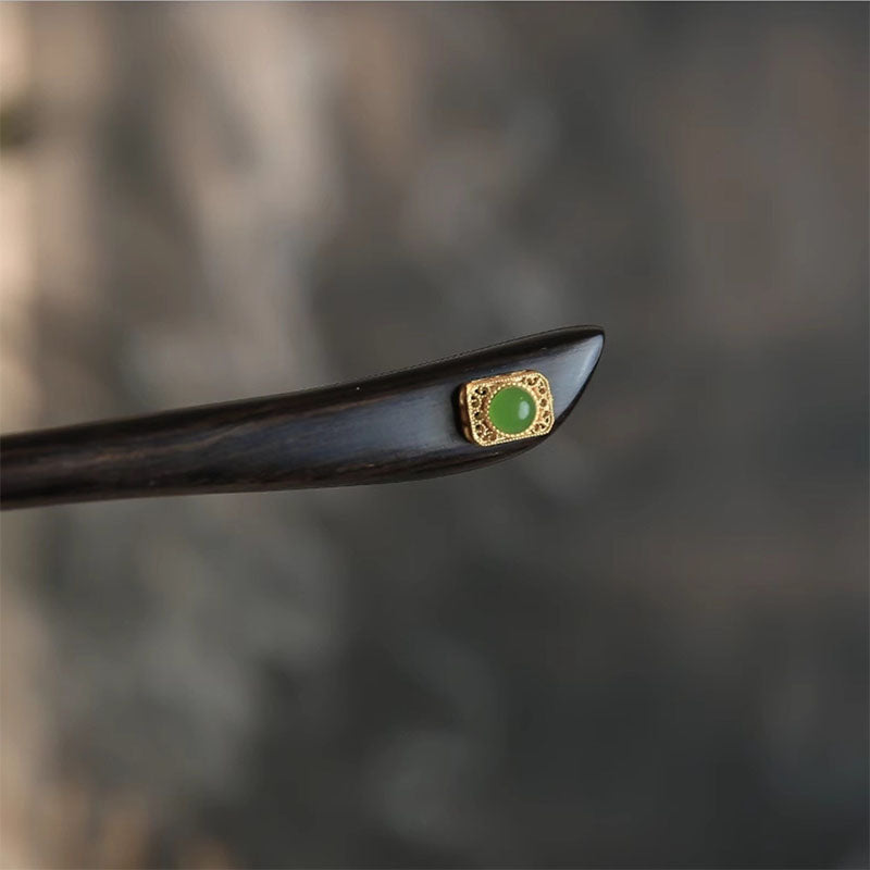 Verdant Inlay Ebony Hair Stick