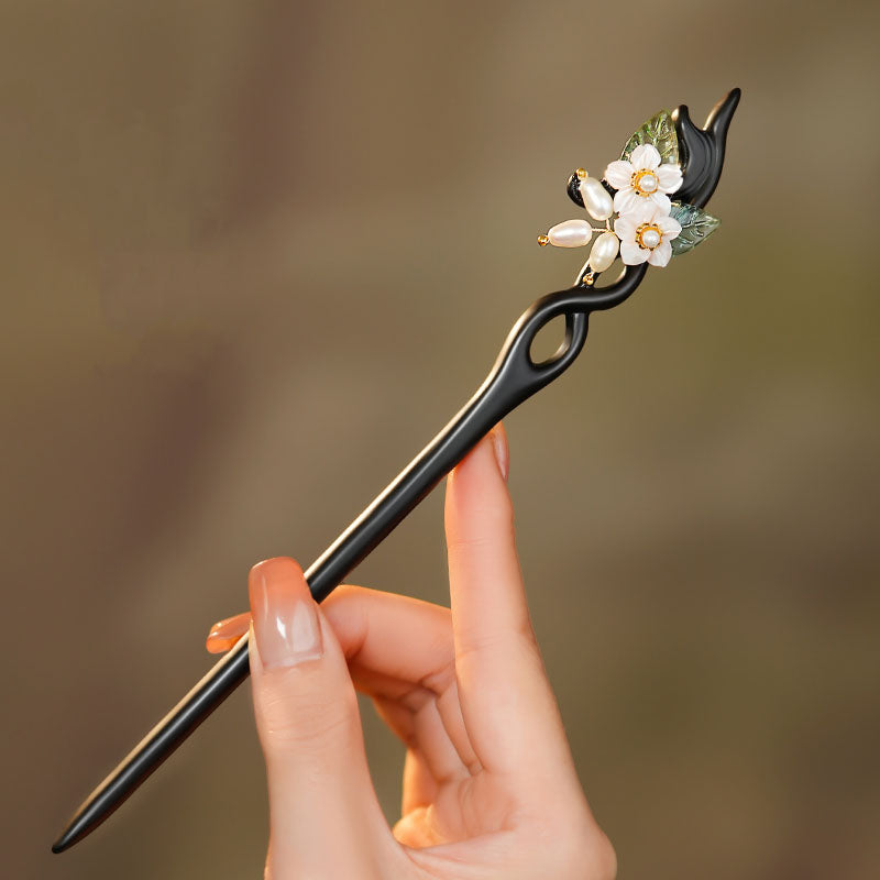 Nacre Peach Flower Hair Stick