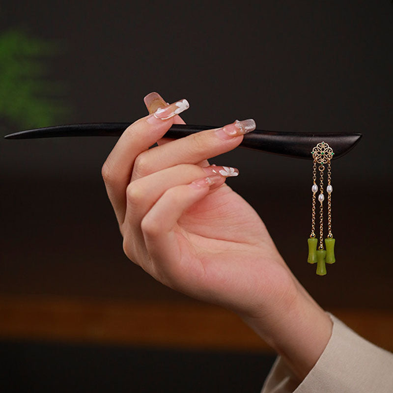 Olive Jade Pearl Hair Stick