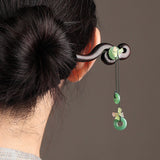 Green Loop Dangle Hair Stick