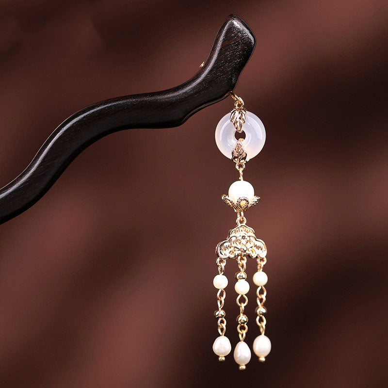 Agate Pearl Tassel Hair Stick