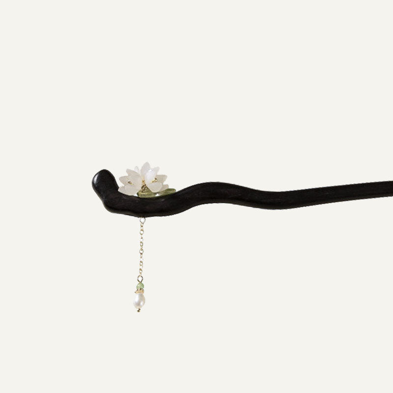 Ebony Flower Drop Hair Stick