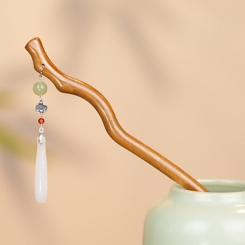 Green Sandalwood Flowing Arc Hair Stick