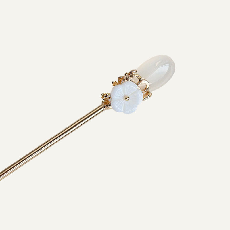 White Agate Bloom Hair Stick