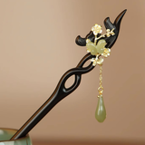 Black Wood Jade Blossom Butterfly Hair Stick