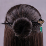 Emerald Tone Agate Hair Stick