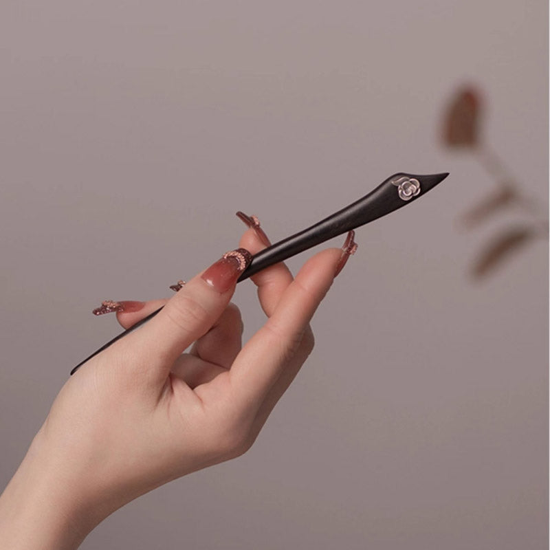 Rose Motif Ebony Hair Stick