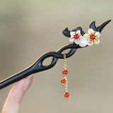 Floral Pearl Red Agate Hair Stick