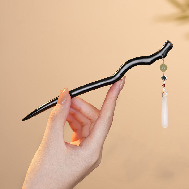 Ebony Flowing Arc Hair Stick