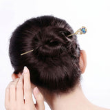 Azure Enamel Pearl Hair Stick