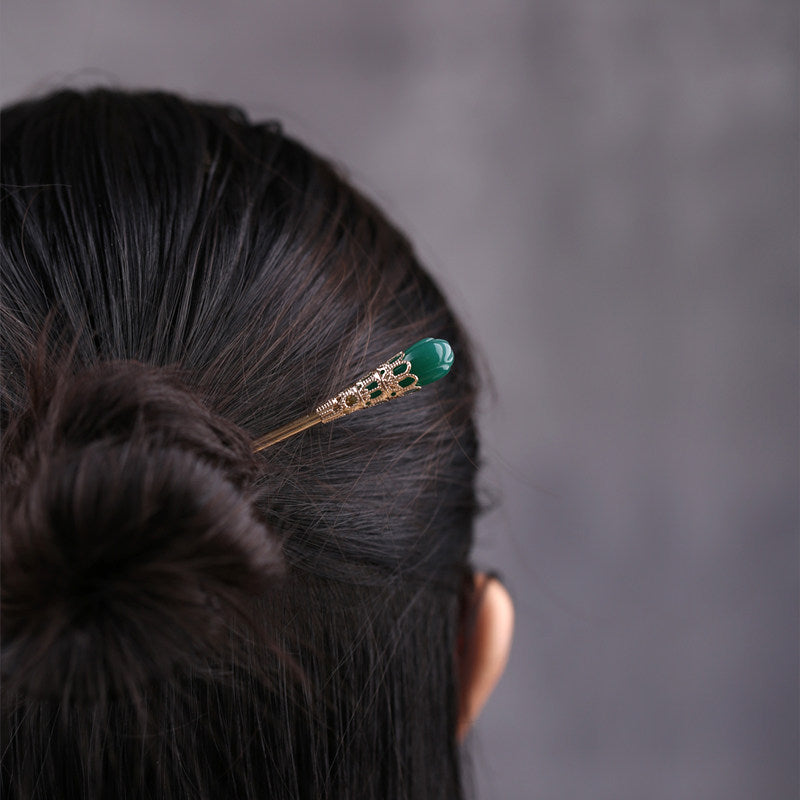 Green Magnolia Hair Stick