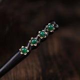 Green Agate Line Hair Stick