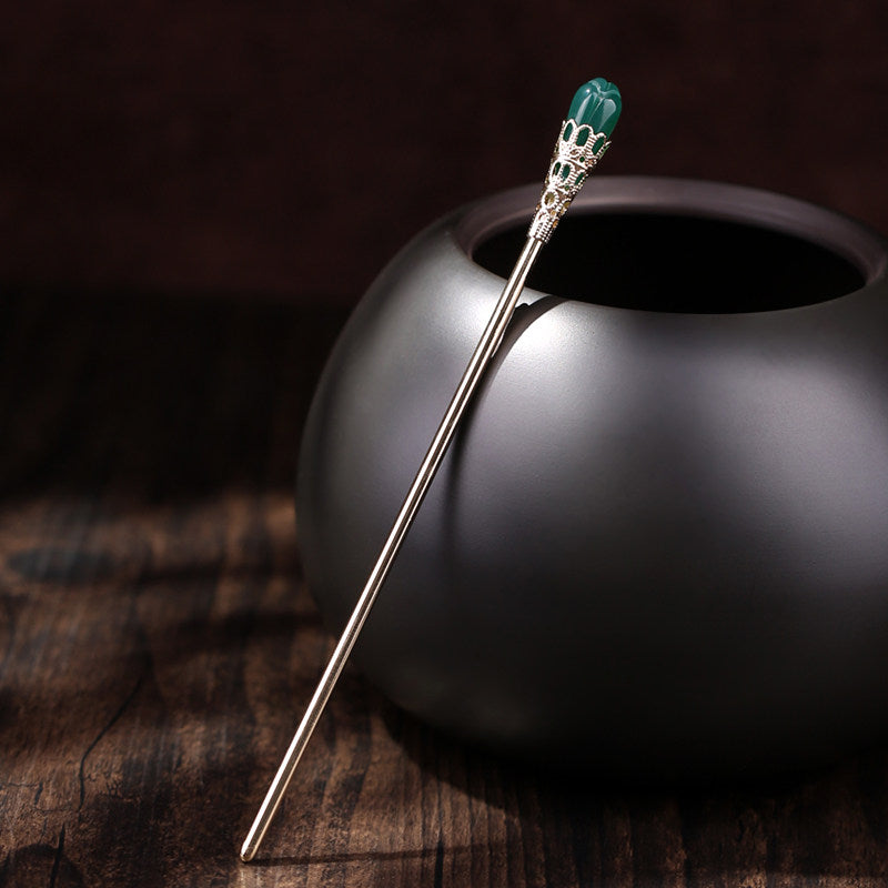 Green Magnolia Hair Stick