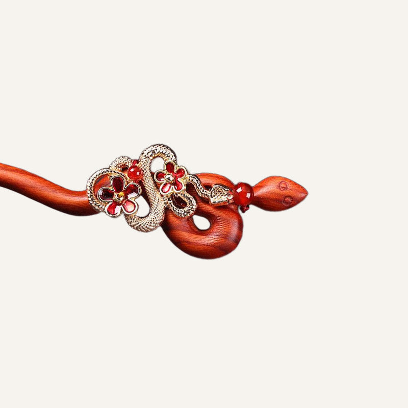 Lucky Crimson Snake Hair Stick