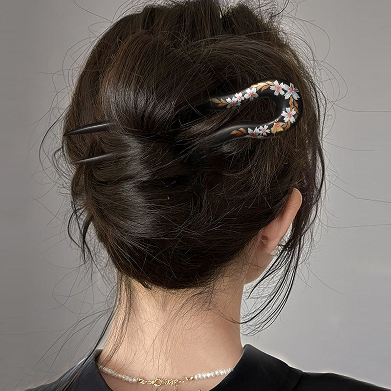 Hand-Painted Floral Hair Stick