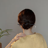 Elegant Silver Pearl Hair Stick