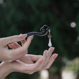 Ebony Swirl Dangle Hair Stick