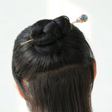 Azure Enamel Pearl Hair Stick