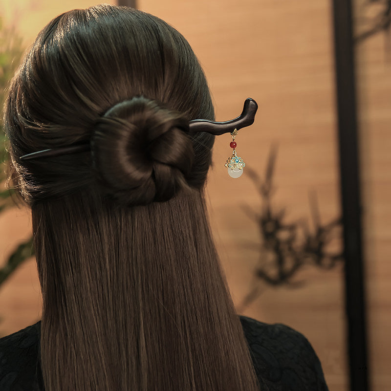 Ebony Oriental Dangle Hair Stick