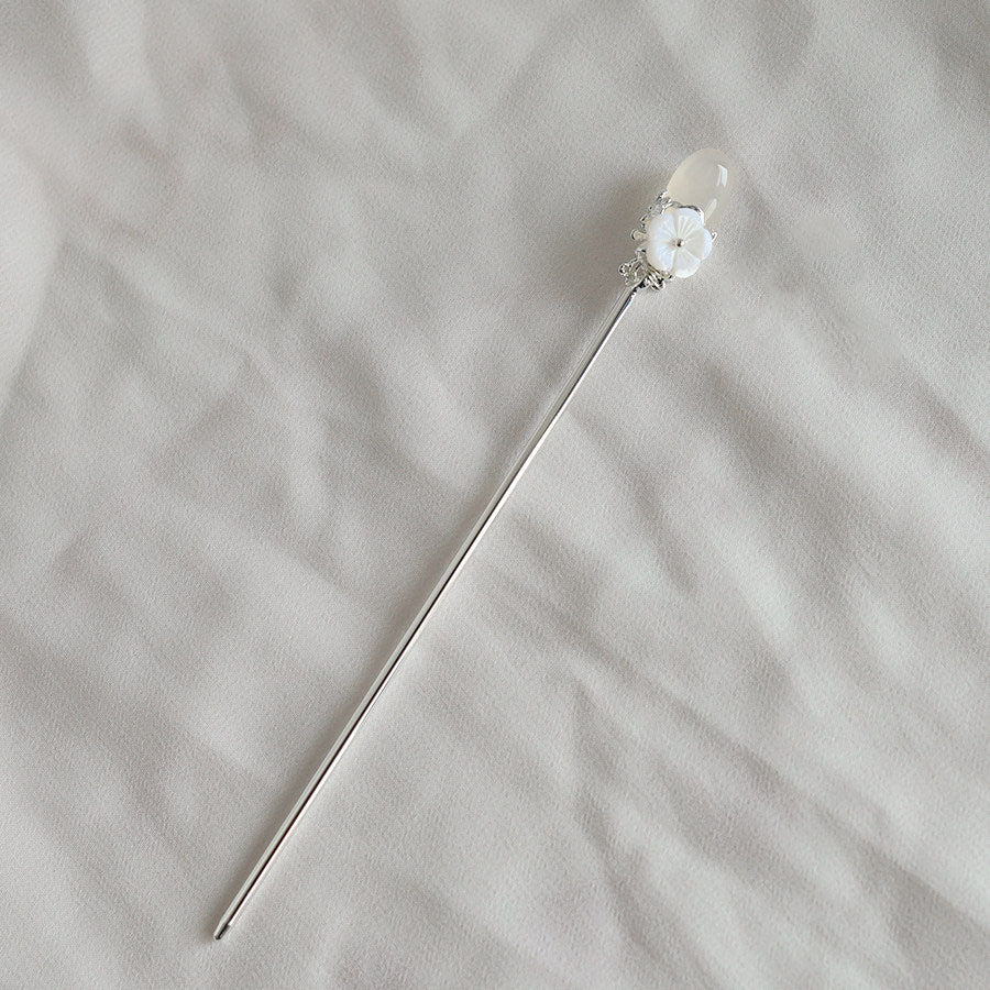 White Agate Bloom Hair Stick