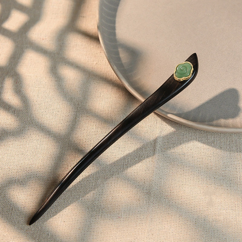 Jade Teardrop Ebony Hair Stick