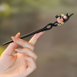 Pink Agate Butterfly Hair Stick