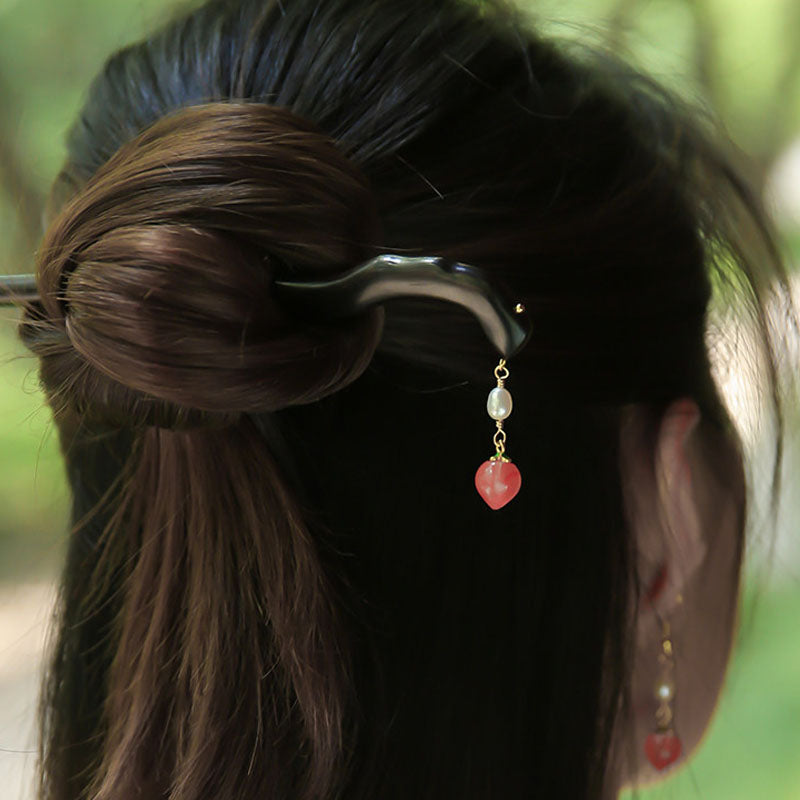 Peach Drop Ebony Hair Stick