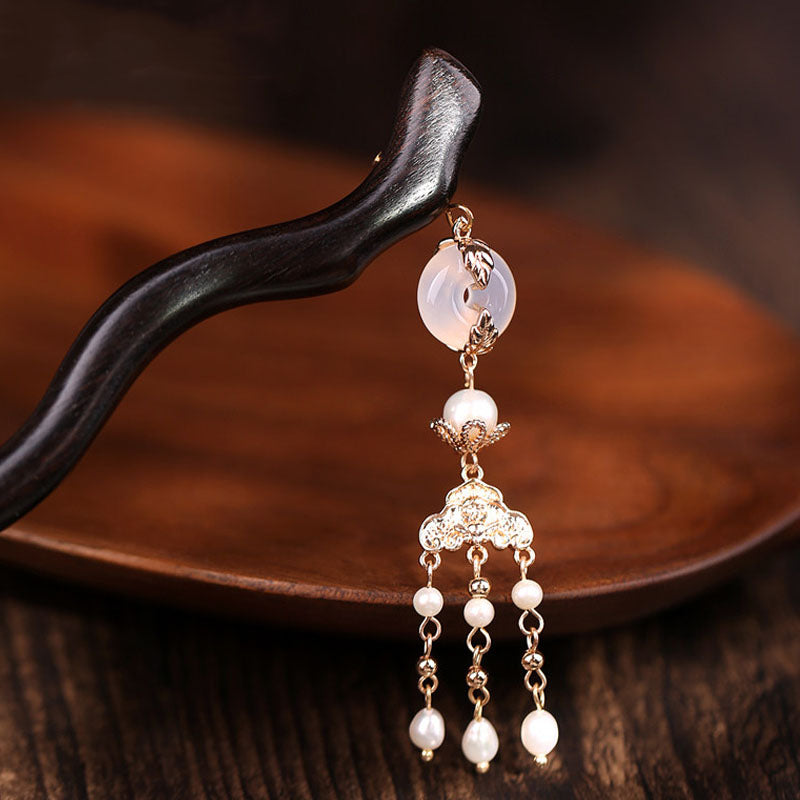 Agate Pearl Tassel Hair Stick