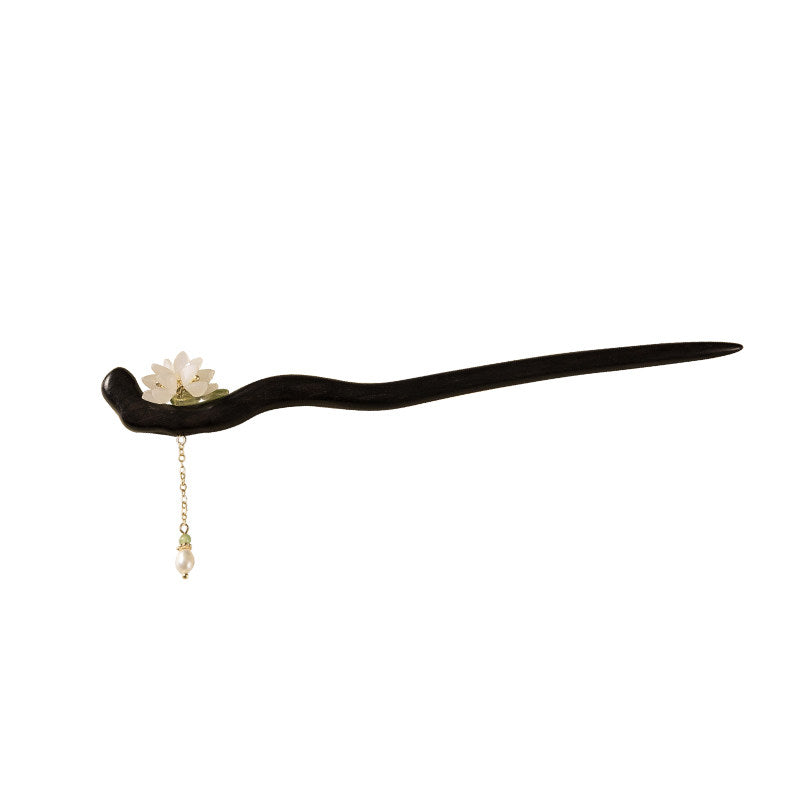 Ebony Flower Drop Hair Stick