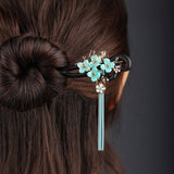 Aqua Petal Tassel Hair Stick