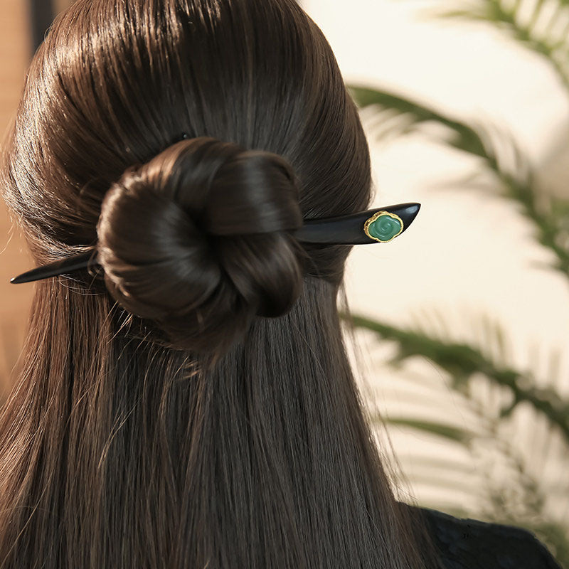 Jade Teardrop Ebony Hair Stick
