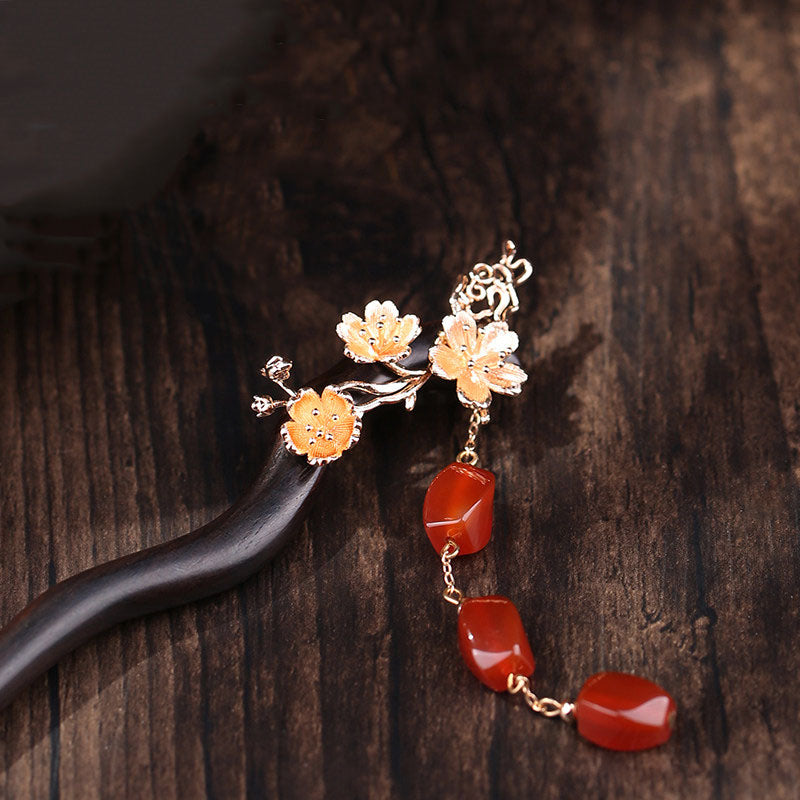 Ruby Blossom Drop Hair Stick