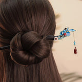 Blue Leaf Dangle Hair Stick