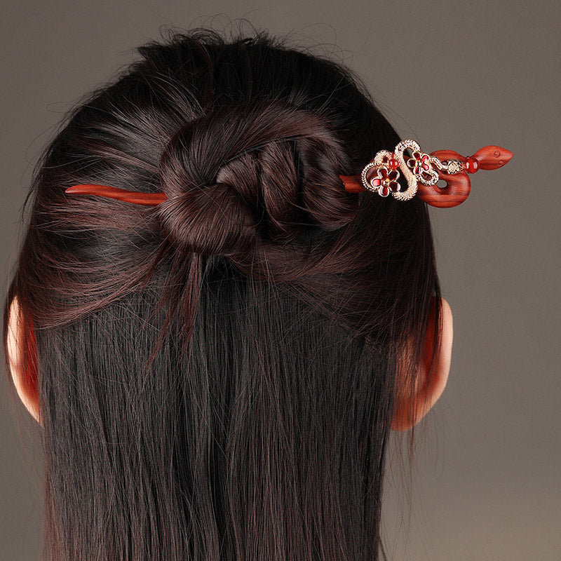 Lucky Crimson Snake Hair Stick