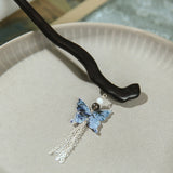 Blue Butterfly Tassel Hair Stick