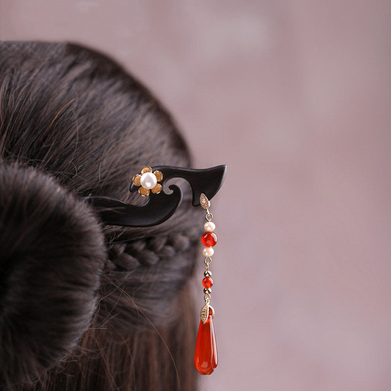 Pearl Agate Drop Hair Stick