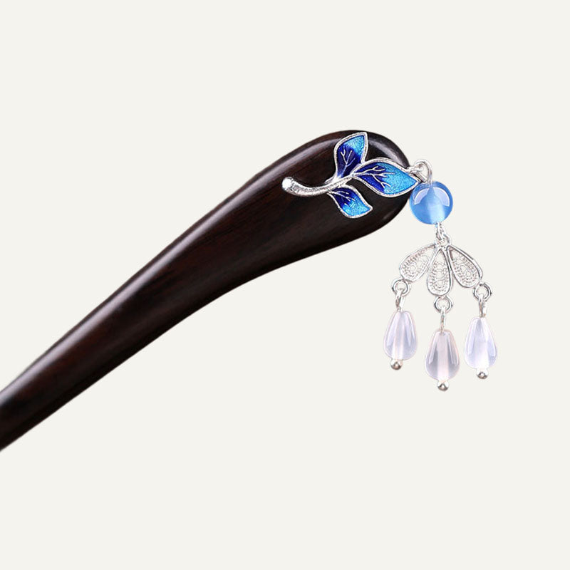 Agate Leaf Tassel Hair Stick