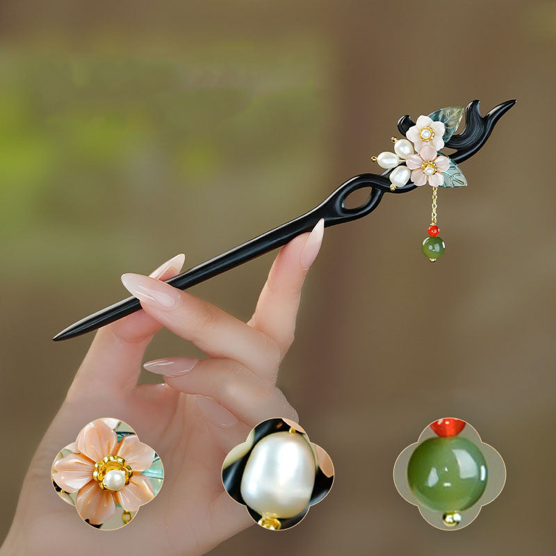 Glass Leaf Blossom Hairstick
