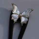 Butterfly Pearl Accent Hair Stick