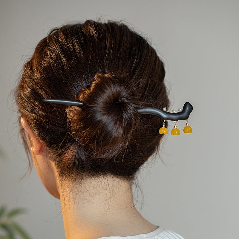 Triple Agate Drop Hair Stick