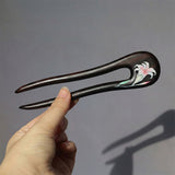 Painted Lily Wood Hair Stick